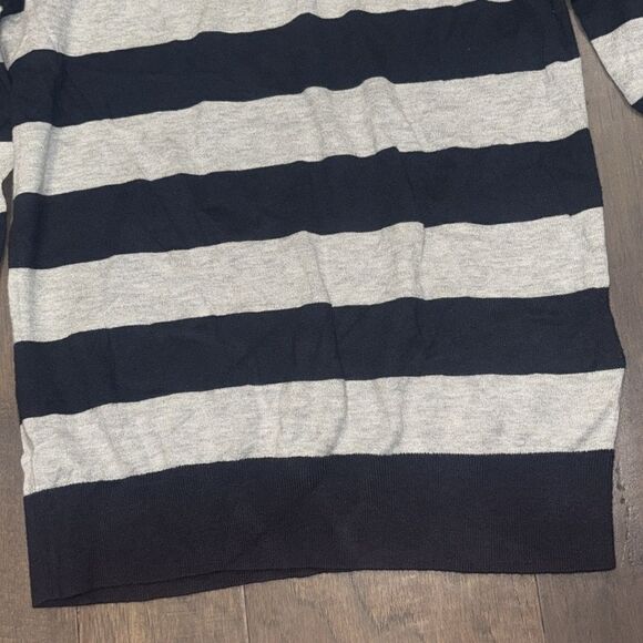 RALPH LAUREN Navy/Gray/White Layered-Look Tie-Neck Striped Sweater Sz S NWT - Picture 6 of 10